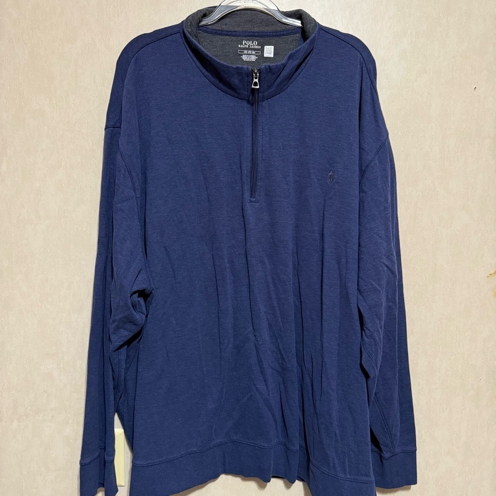 Polo Ralph Lauren Sweater Blue Estate Rib 1/4 Zip Pullover Long Sleeve